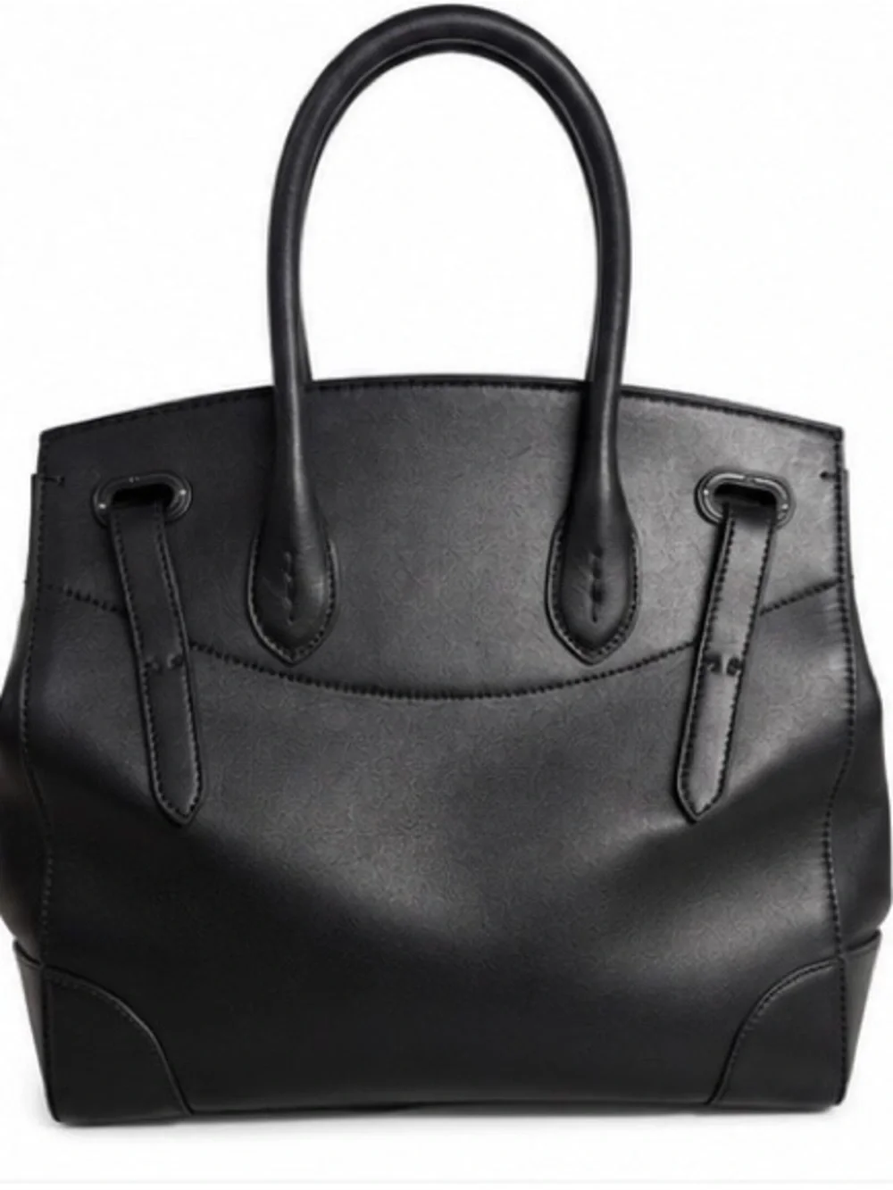 Ralph Lauren Ricky 33 Black Soft Calfskin Leather Satchel Made in Italy